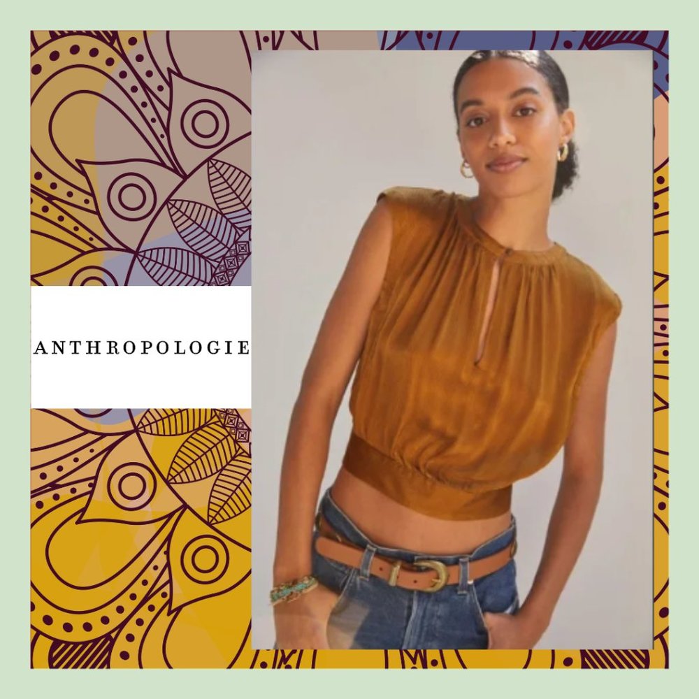 ANTHROPOLOGIE Cropped Open Back Blouse